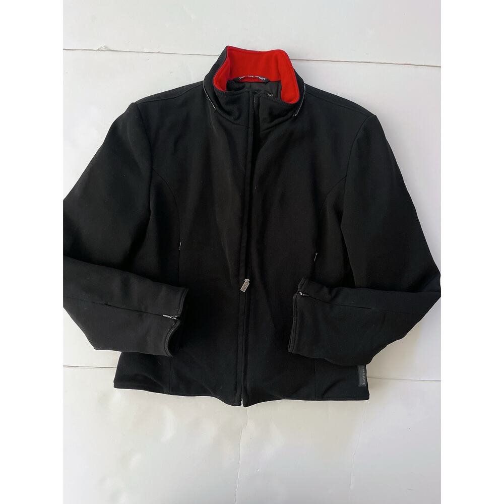 Versace Sport Jacket Women 44 Black Quilted Zip Padded Biker Heavy Missing Belt